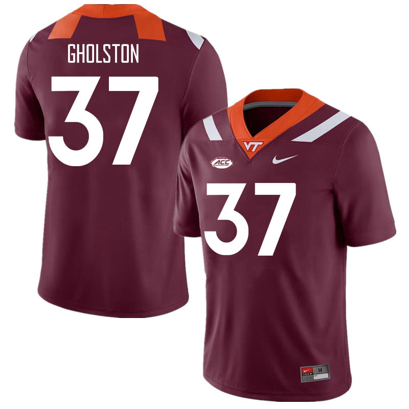 Men #37 Josh Gholston Virginia Tech Hokies College Football Jerseys Stitched Sale-Maroon